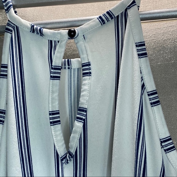 White and Blue Striped Shorts & Tank Top Jumpsuit - Picture 3 of 4